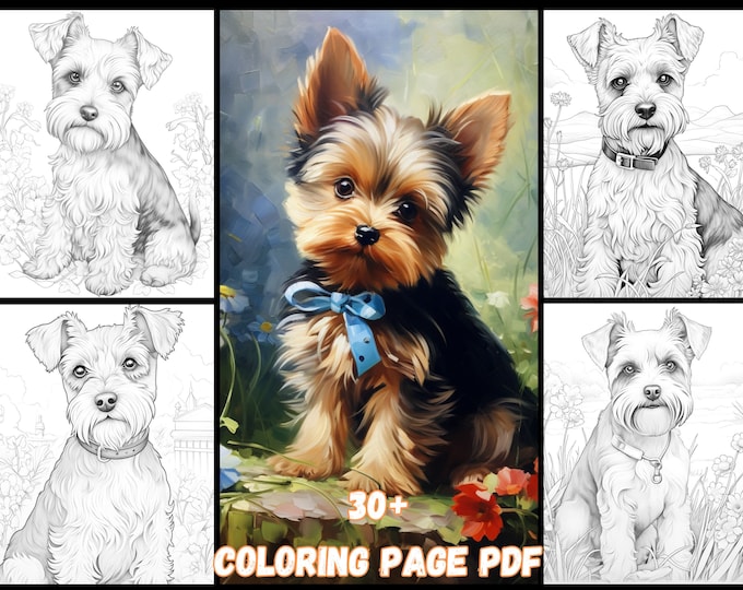 Diary of Art Adorable Yorkshire Terrier Coloring Page Perfect Holiday Gift for Dog Enthusiasts