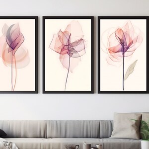 Lotus flower earth tone one line minimalistic living room wall art