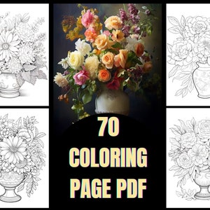 Diary of art Bouquets in Vases adult Coloring page pdf