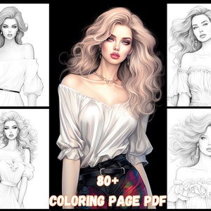 Off-the-Shoulder Top Coloring Page | Fashion Illustration Printable Digital Download