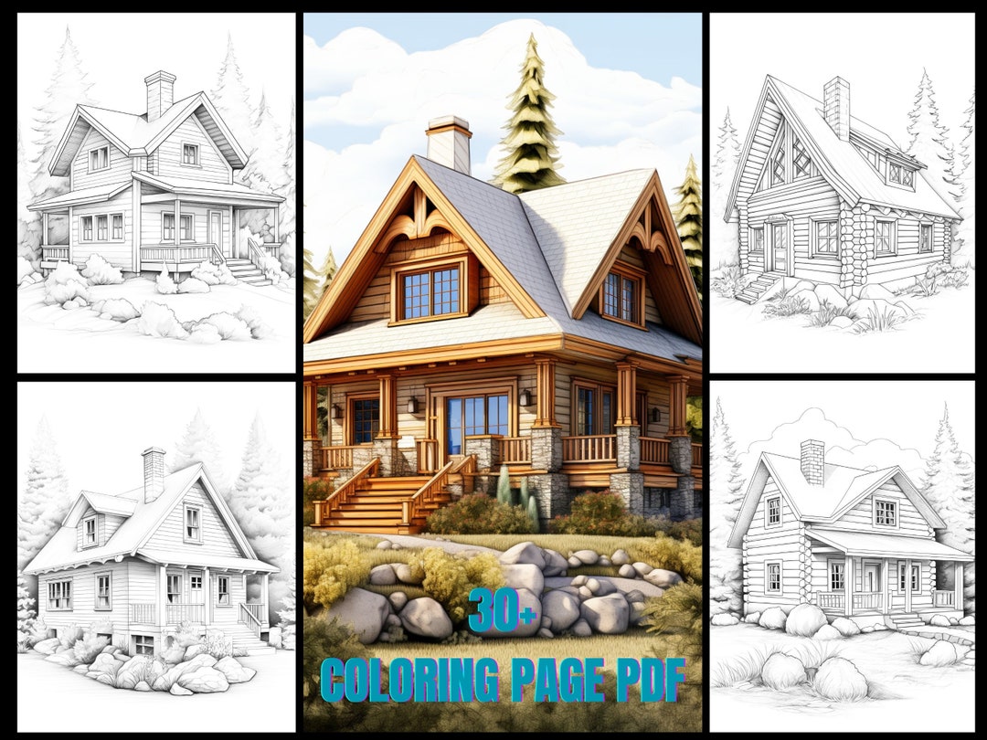 Rustic Log Cabin Chateau Coloring Pages Unique Modern House Design