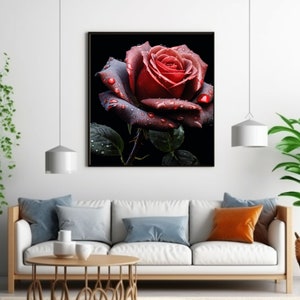 Red Rose Wall Art | Printable Canvas Design Digital Download - Etsy