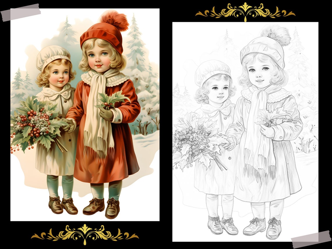 20 Vintage Christmas Coloring Pages: 1920s Winter Wonderland ...