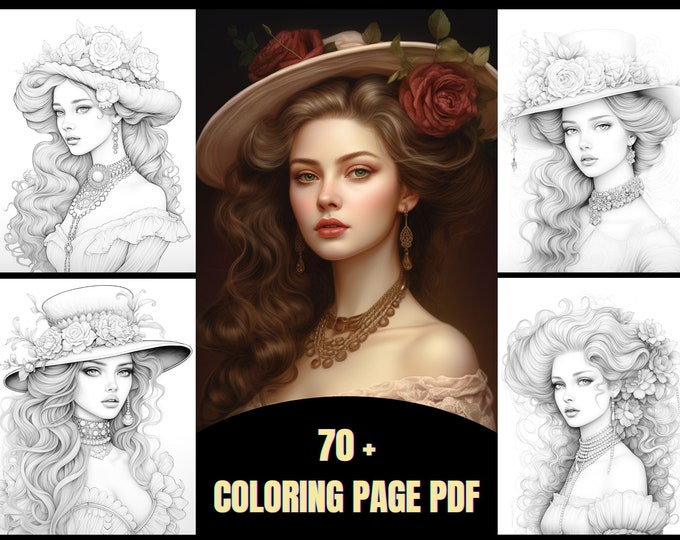 Diary of Art Creativity with the Elegant Women of the Victorian Era Coloring Pages