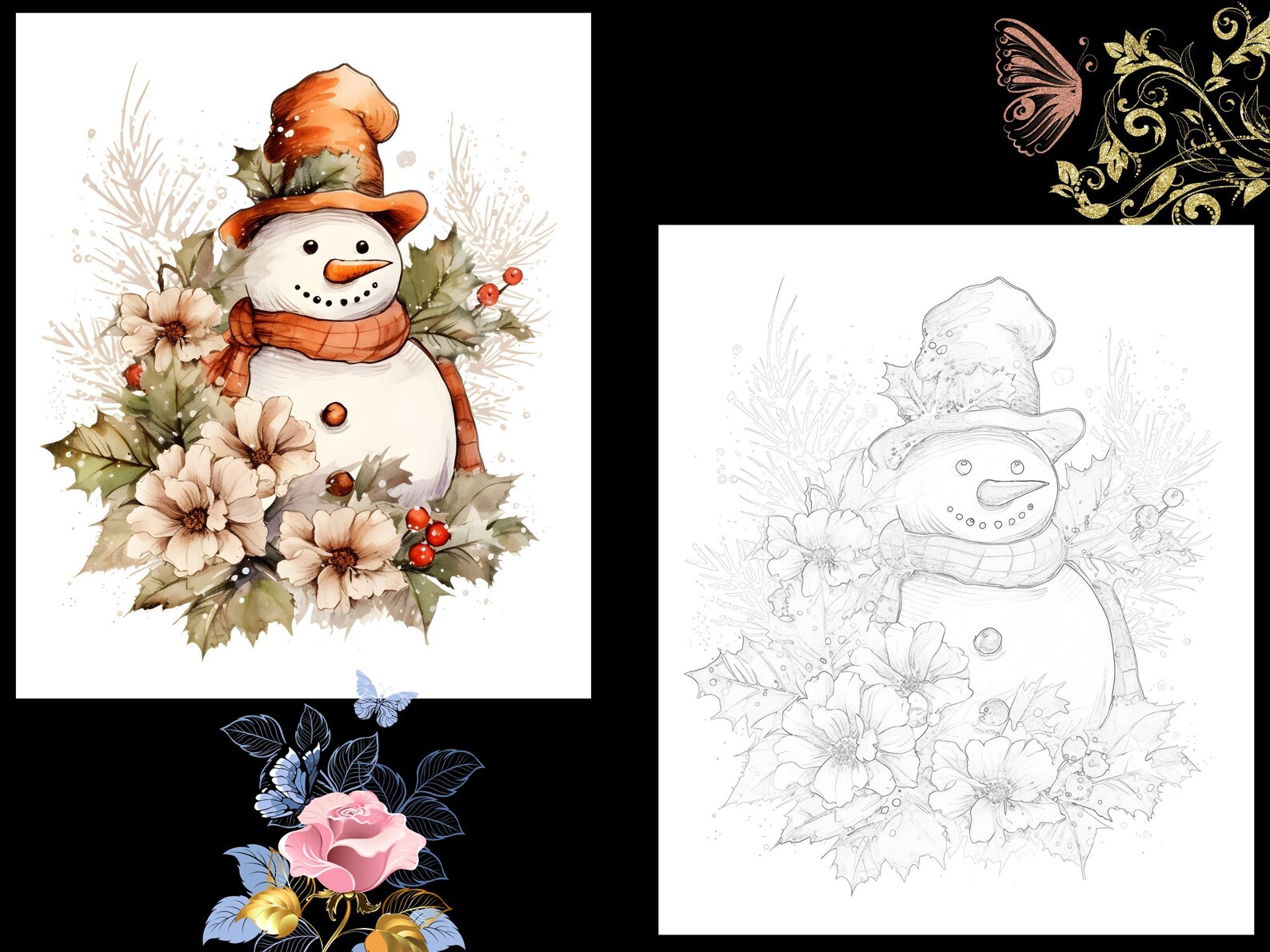 30+ Funny Crazy Snowmen Coloring Page With Guidelines: A Printable ...