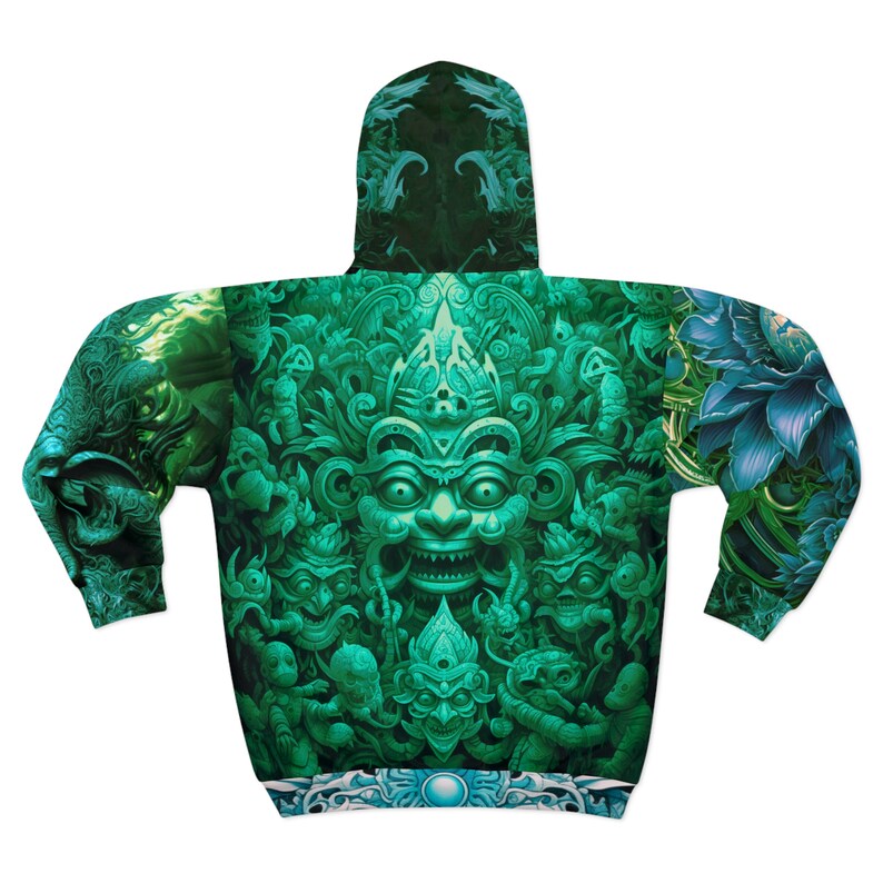 Green Skull Hoodie Cozy Fleece Zip Jacket With Unique Etsy