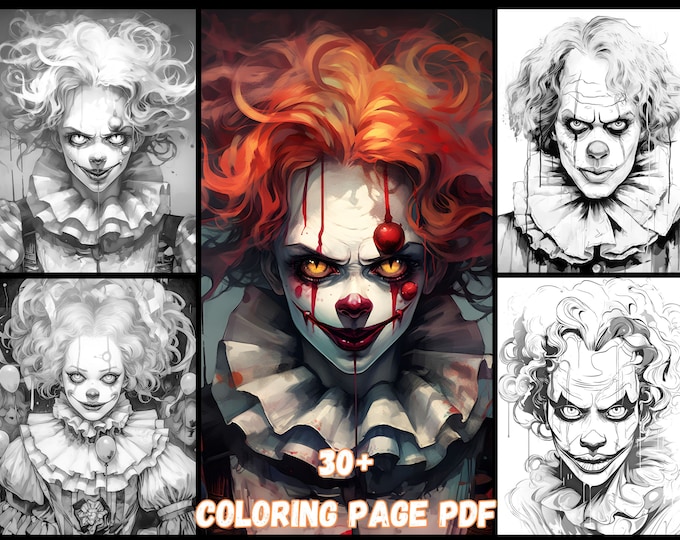 Diary of Art Creepy Clown Coloring Pages Halloween Horror & Melancholy Clown Art for Enthusiasts