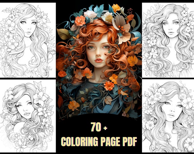 Diary of Art A Coloring Journey through Wavy Tresses and Floral Whispers