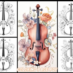 Diary of Art Double Bass Amidst Blooms Coloring Page | Seasonal Gift for Music Enthusiasts