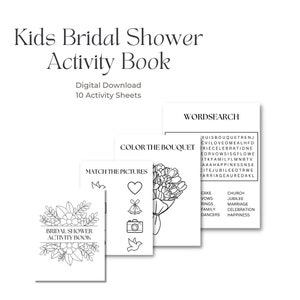 Bridal Shower Activity Book | Printable | Instant Download | Kids Coloring Book | Kids Shower Activities | Kids Busy Book for Bridal Shower