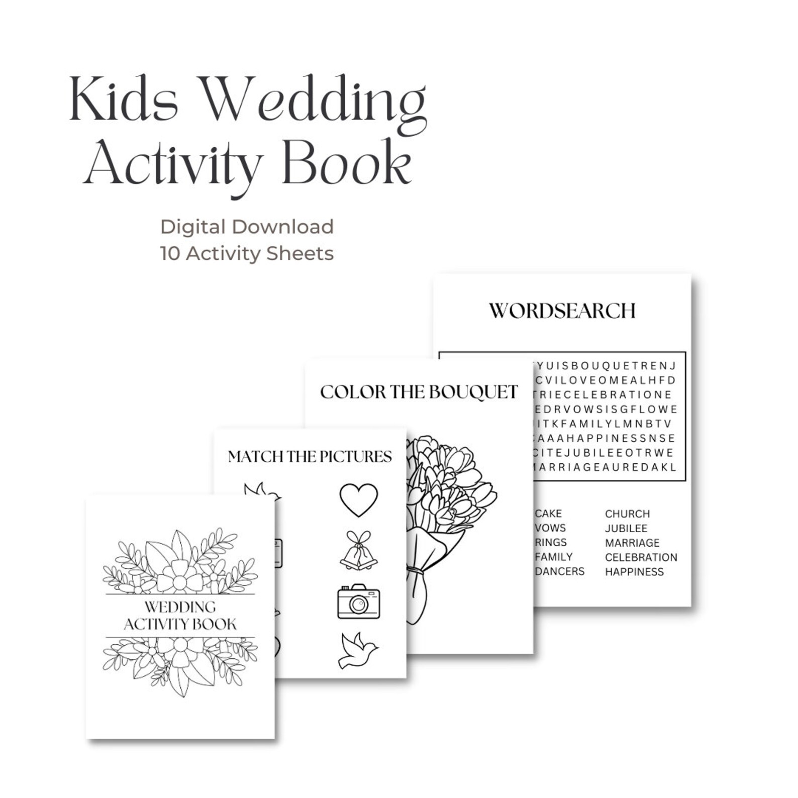 Wedding Activity Book Printable Instant Download Kids Coloring Book ...