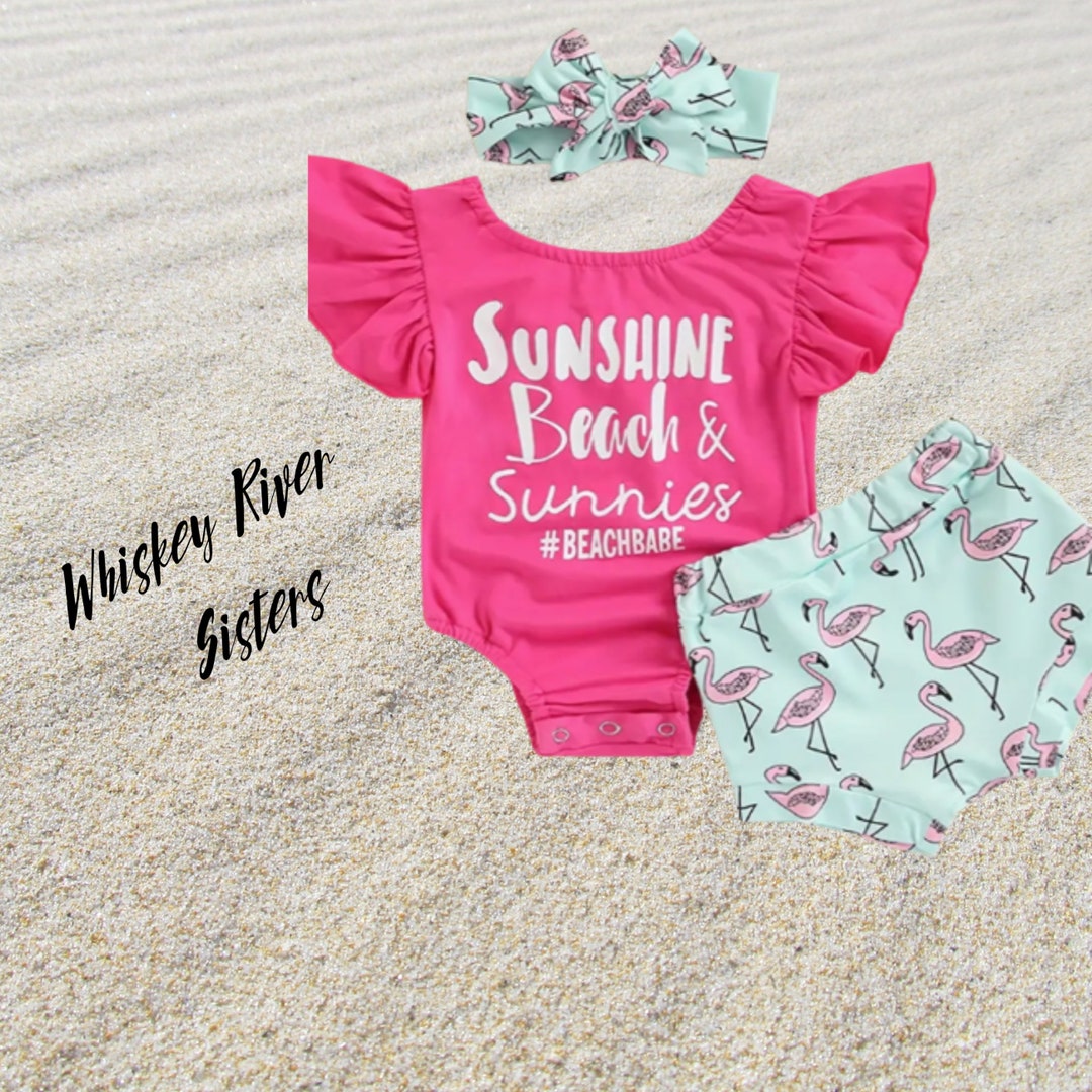 3pc Baby Girls Beach Set Outfit/ Summer/ Bummie Etsy