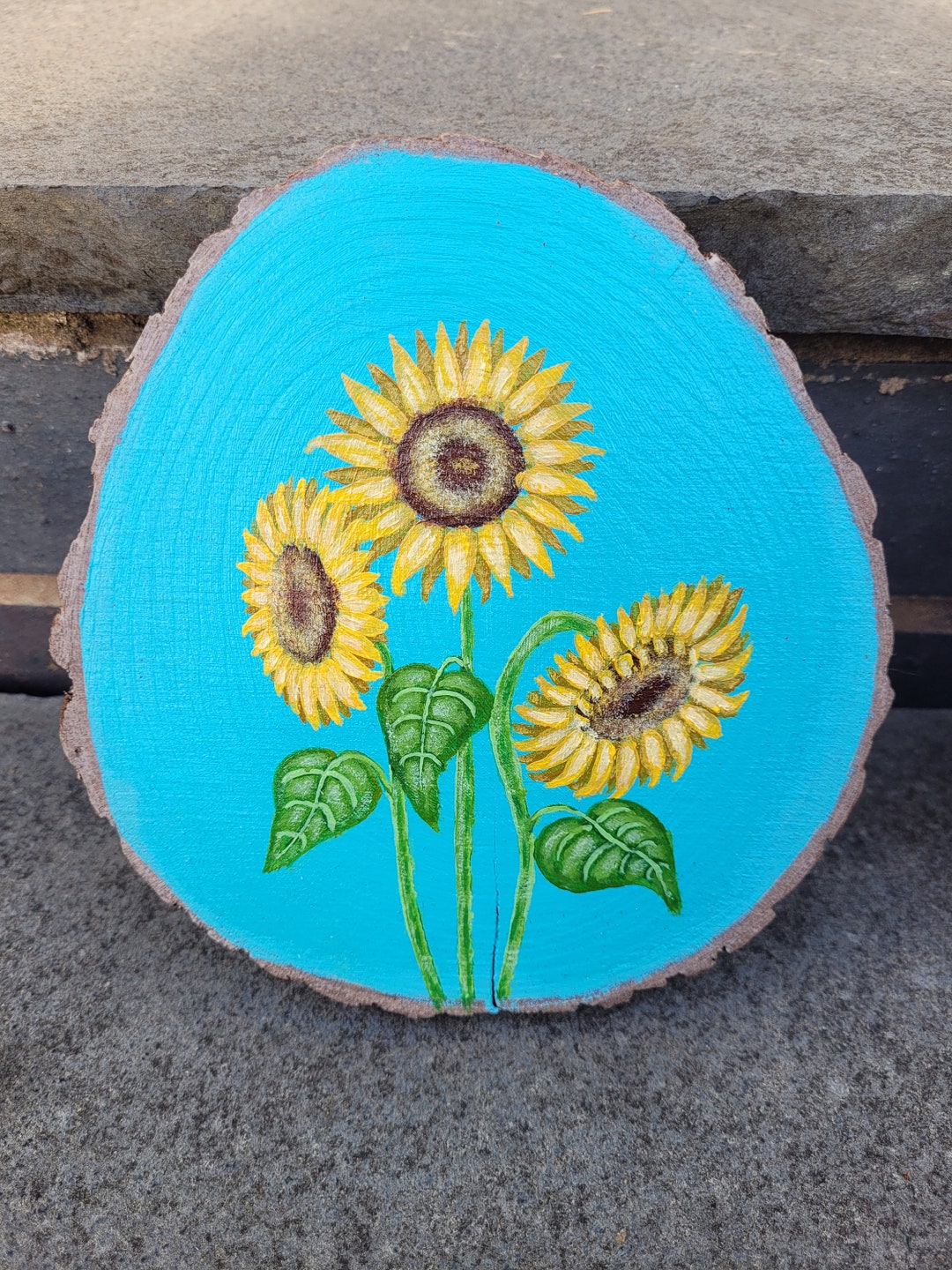 Autumn Sunflower Wood Slice Decoration Sunflower Home Decor Etsy