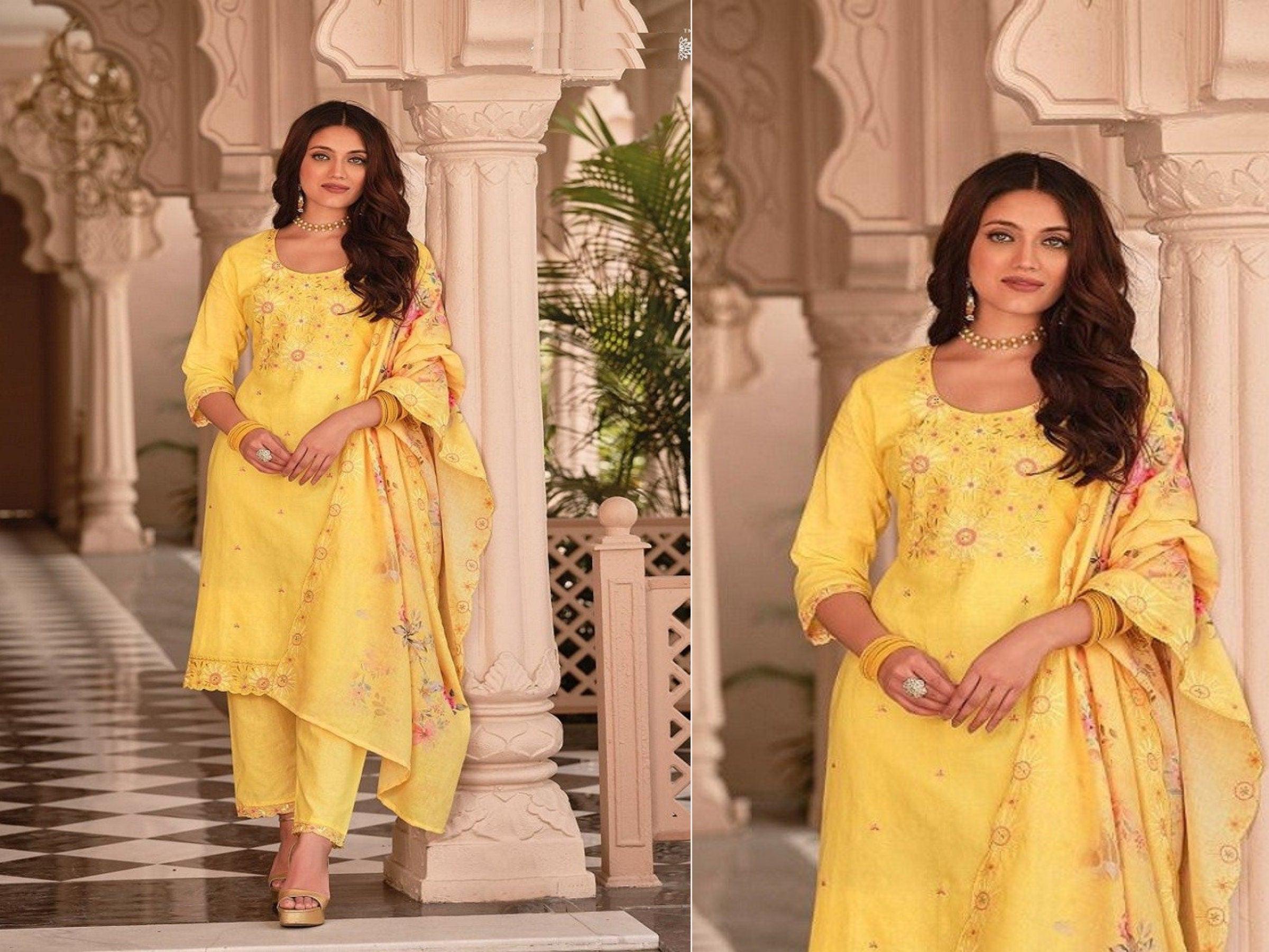 Black salwar suit with yellow dupatta hotsell