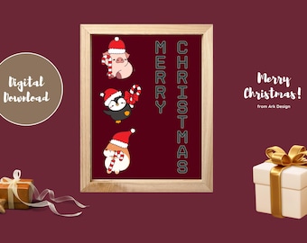 Christmas Card, Christmas Gift, Xmas Card, Digital  Printable, Christmas Poster, Sticker, Home Decoration