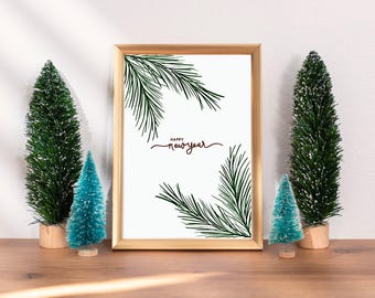New Year Card, New Year Gift, Xmas Card, Digital  Printable, Christmas Poster, Sticker, Home Decoration