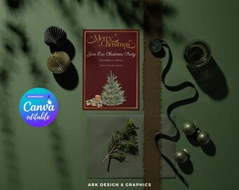 Christmas Invitation Card, Canva, Christmas Gift, Xmas Card, Digital  Editable, Christmas Poster, Sticker, Home Decoration