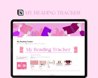 Book Tracker for Notion, Cute Book Planner Notion Template, Notion Books Planner, Aesthetic Notion Template, Student Notion Planner