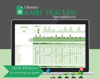 Habit Tracker Spreadsheet | Google Sheets Template |Daily| Monthly| Weekly| Tracker | Daily To Do List | Digital Goal Planner | Goal Tracker