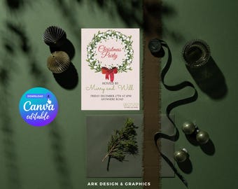 Christmas Invitation Card, Canva, Christmas Gift, Xmas Card, Digital  Editable, Christmas Poster, Sticker, Home Decoration