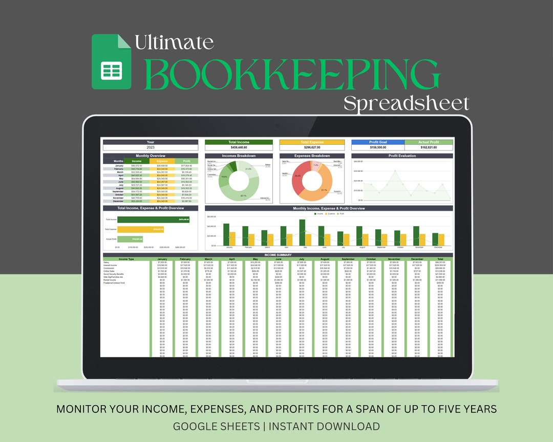 Ultimate Bookkeeping Spreadsheet Small Business Bookkeeping Google