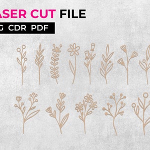 Limes Laser FLEUR. Fleur SVG. Fleurs de Glowforge. Enjeux de jardin. Bouquet de fleurs sauvages en bois Bundle Floral modèle de fleurs sauvages Cricut