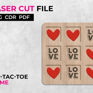 Laser Cut Tic Tac Toe Wooden Game Svg Files, Vector Files for Wood ...