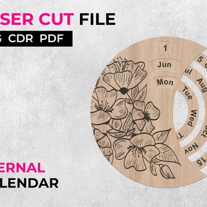 Calendar Laser Cut File, Perpetual Calendar Vector, CDR, PDF  Cut SVG Bundle | Home Design  vector plan file
