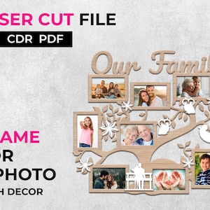 Laser Cut File Family Tree / Mother&#39;s Day Wall Decor, Family Art Wall Decor, Family Tree Gift, Grandkids, SVG CRD PDF