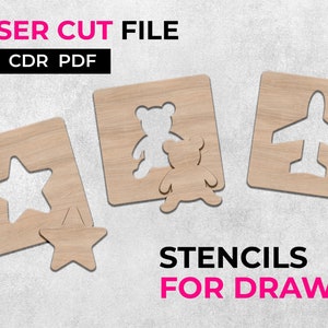 50 stencils voor het tekenen van kinderen SVG, lasergesneden bestanden | Sjabloon downloaden | Kit Tekentafel Kleurpuzzel Arts Crafts Set Educatief speelgoed