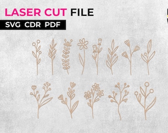 Laser Files FLOWER. SVG Flower. Glowforge Flowers. Garden Stakes. Wildflowers Wooden bouquet Bundle Floral Wildflower template Cricut