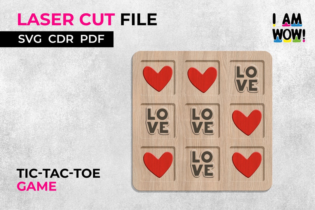 Laser Cut Tic Tac Toe Wooden Game Svg Files Vector Files for - Etsy