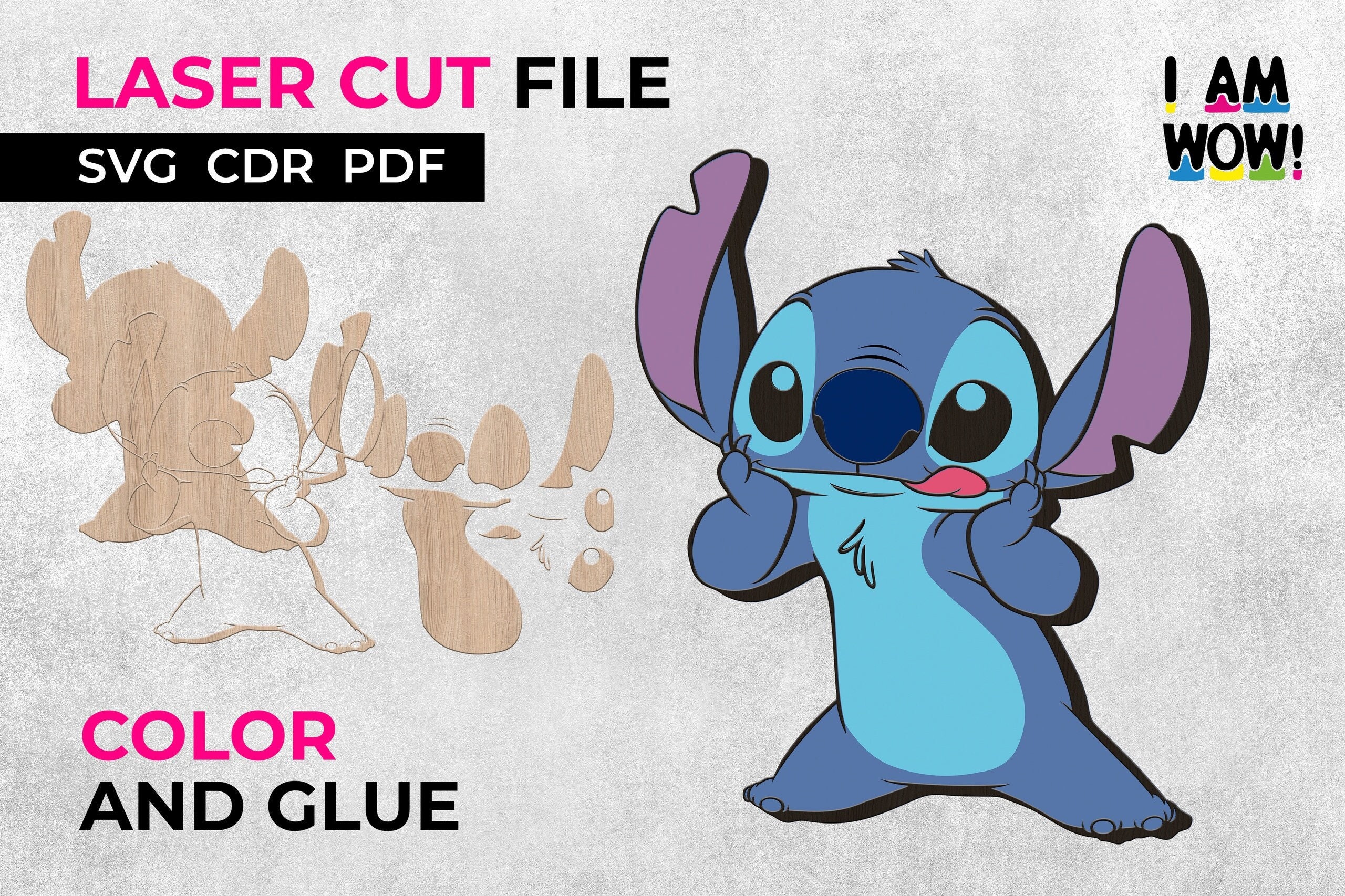 Stitch Laser Cut Files Bunny Layered Bundle, Multilayer Stitch Laser Cut Files Bunny Layered Bundle, Multilayer