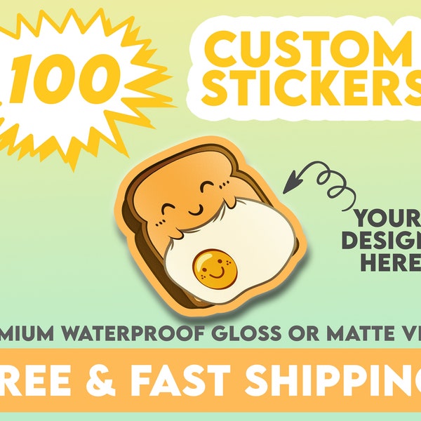 Custom Matte or Gloss Waterproof Stickers and Permanent Die Cut Stickers | Any Shape | Printed with Your Image | Free and Fast Shipping