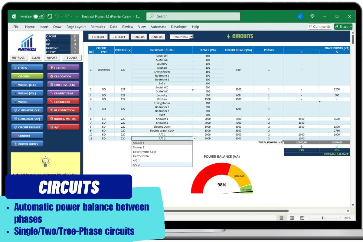 Electrical Projects Excel Sheet - Civil and Industrial Projects ...