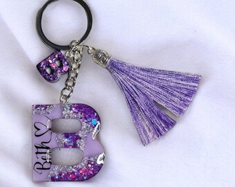 Deluxe Personalized Initial Keychain, Handcrafted Bag Charm, Bespoke Resin Keychain, Unique Personalized Gift, Keychain Gift