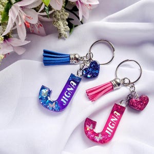 Chaveiro de resina com letra inicial, chaveiro de letra personalizado, bolsa de enchimento para despedida de solteira, chaveiro com inicial de glitter