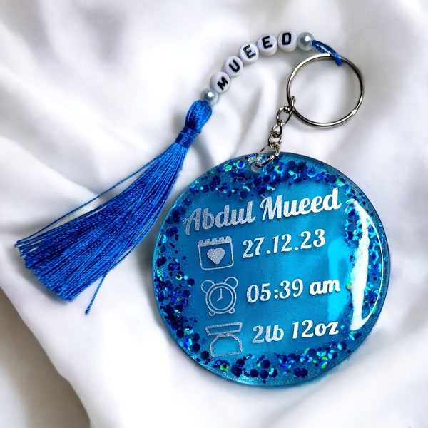 Mini llavero de recuerdo, llavero del primer bebé, recuerdo de mamá y papá, mini llavero, regalos para bebés nuevos, llaveros de resina personalizados