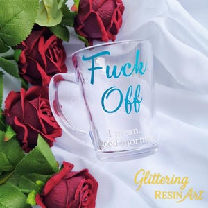 Gepersonaliseerde glazen koffiemok 'fuck Off', grappig vloekcadeau, 16 oz Iced Latte Glass-beker