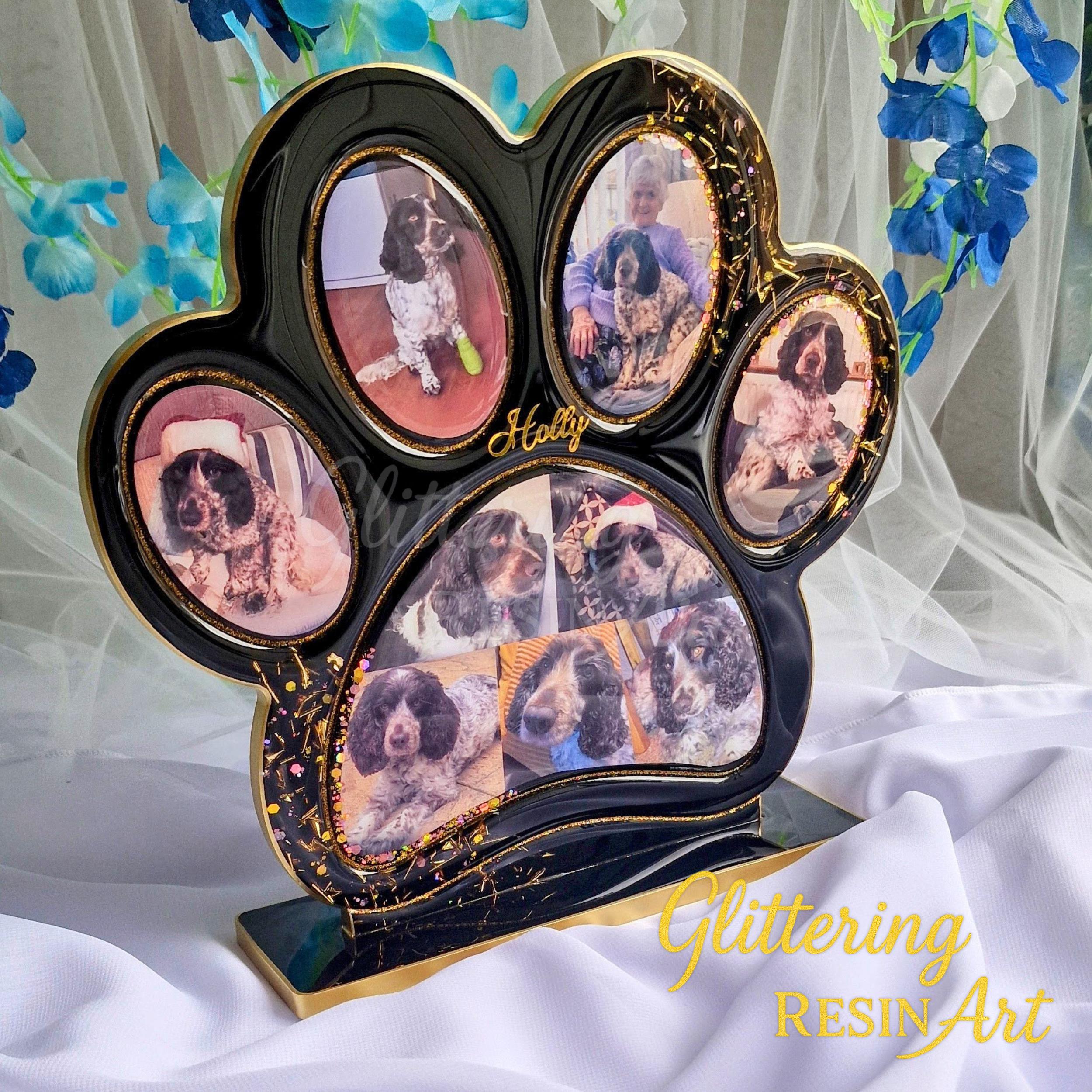 Paw Photo Frame Custom Black Gold Resin Paw Photo Frame, Pet Memorial Keepsake ...