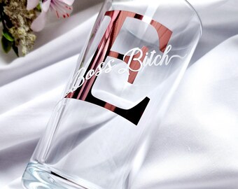 Personalized Initial Tumbler Glass: Custom Name High Ball