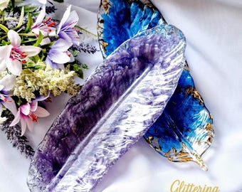 Handmade Resin Feather Dish, Jewellery Tray, Ring Dish, Boho Home Décor, Gift for Her