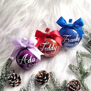 Personalized Glitter Bauble, Christmas Baubles, Christmas Gift, Handmade Ornament, Shatterproof Baubles, Personalized Gift
