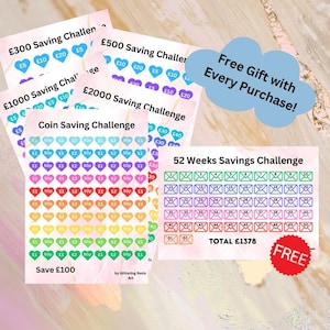 Money Tin Sticker, Coin Saving Challenge Tracker on Sticky Paper
