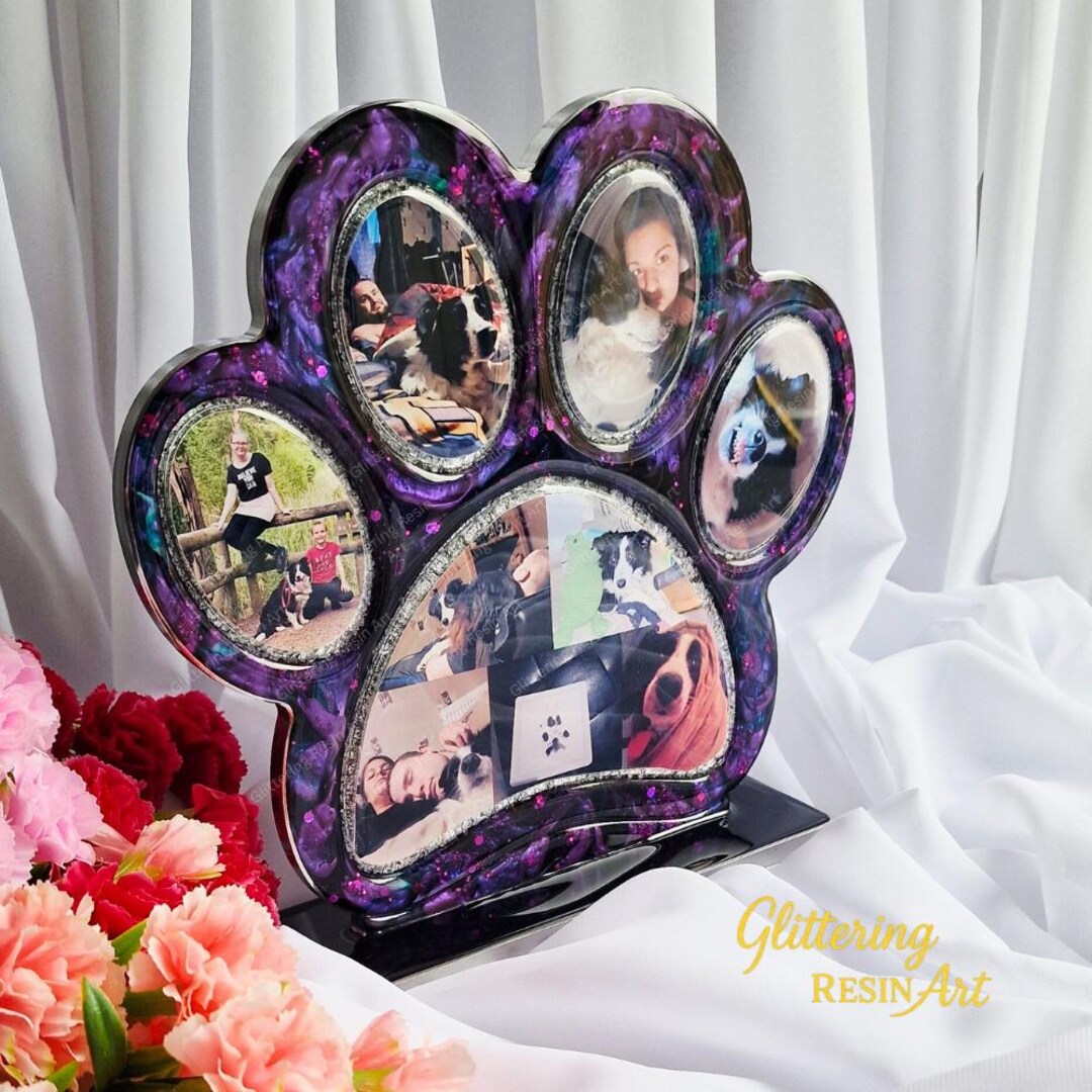 Custom Resin Paw Print Photo Frame – Personalized Pet Memorial Keepsake ...