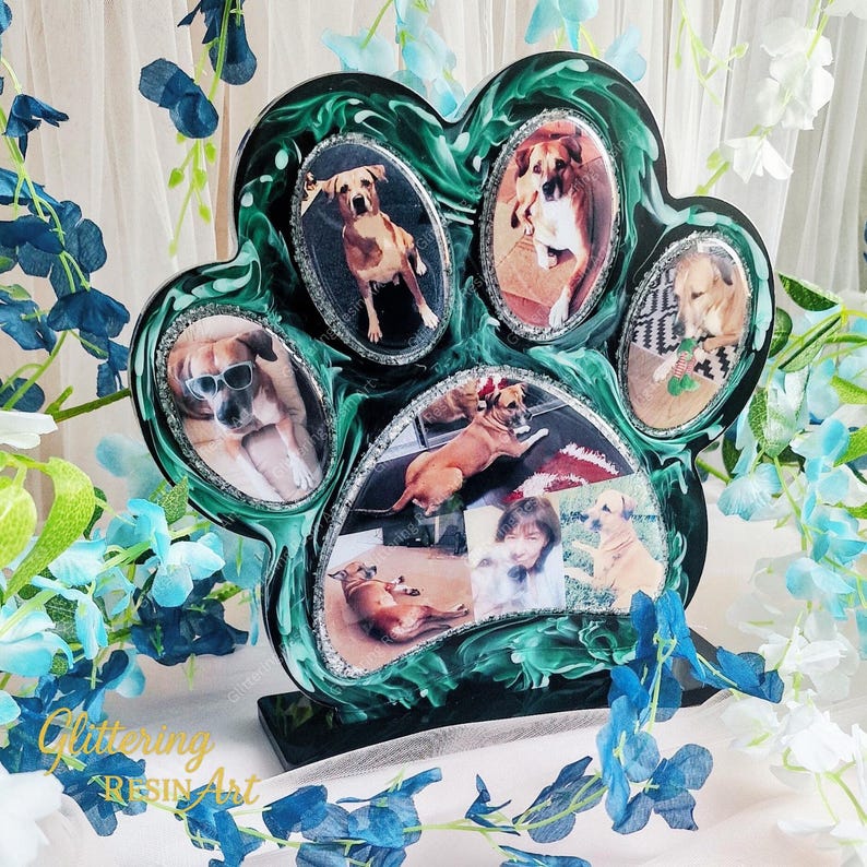 Custom Resin Paw Print Photo Frame, Personalized Pet Memorial Keepsake ...