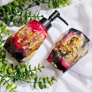 Handmade Resin Soap Dispenser Set, Custom Bathroom Accessories, Luxury Vanity Decor, Gift Set