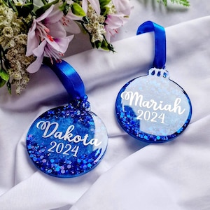 Personalized Glitter Ornament with Name, Unique Christmas Gift, Resin Ornament, Handmade Decoration Gift, Family Gift