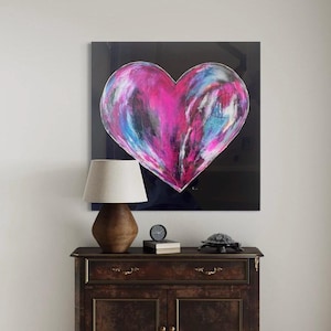 Arte de parede de coração | Decoração de parede de acrílico plexi | Arte de parede de galeria | Presente para casa nova | Arte de coração | Arte de coração | Decoração de casa de coração