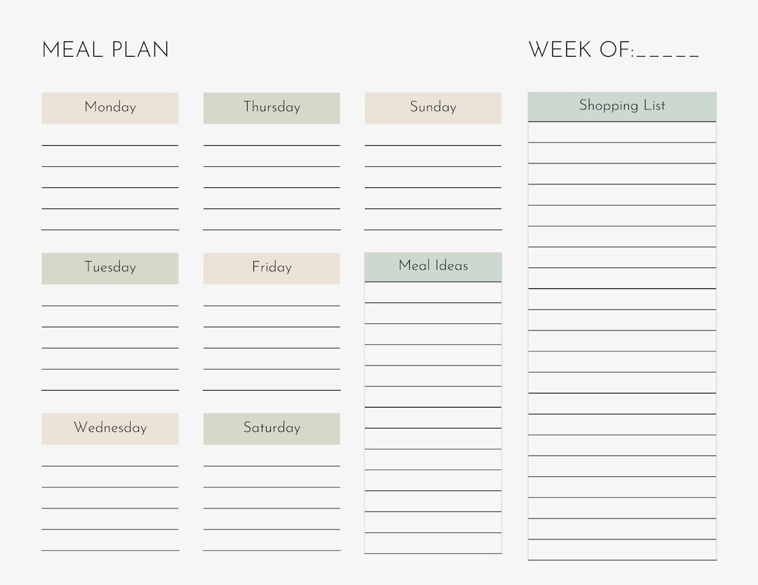 Weekly Meal Planner - Etsy